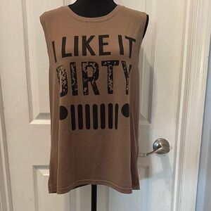 Brown Sleeveless Jeep Graphic Top
